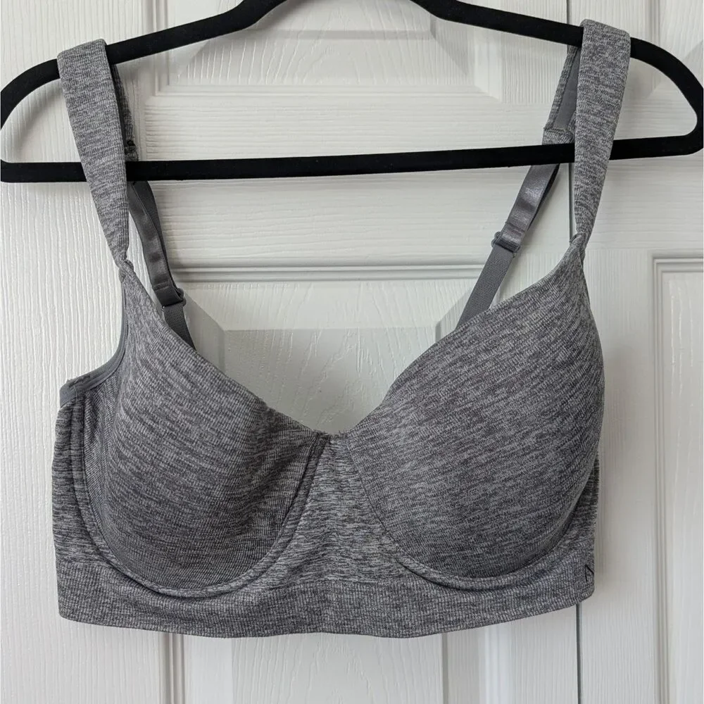Nautica Intimates Size 38D Lightly Lined Bra Underwire Adjustable Straps Gray